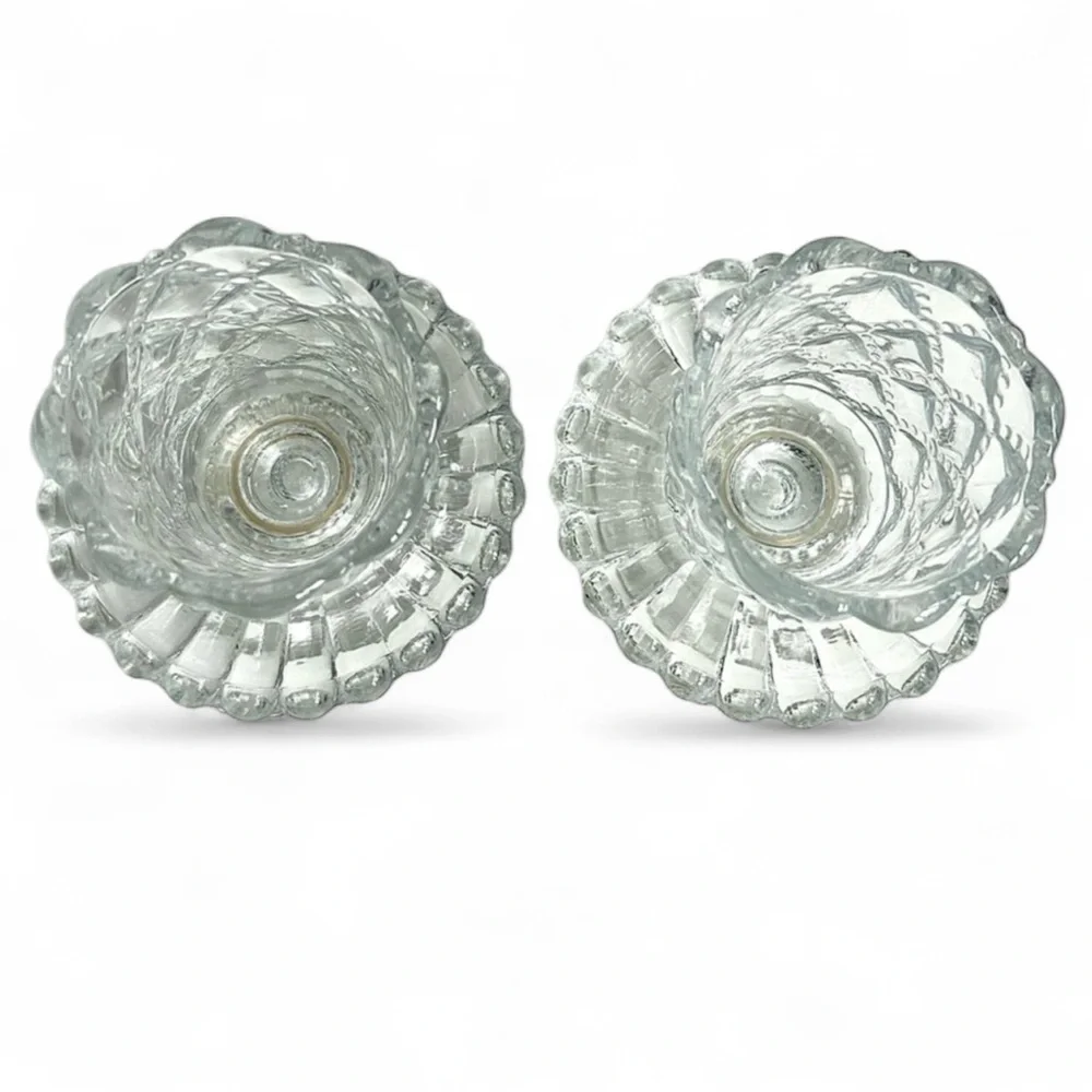 Set of 4 Retired Vintage PartyLite Quilted Pattern Crystal Candle Holders P9246 - Picture 11 of 11